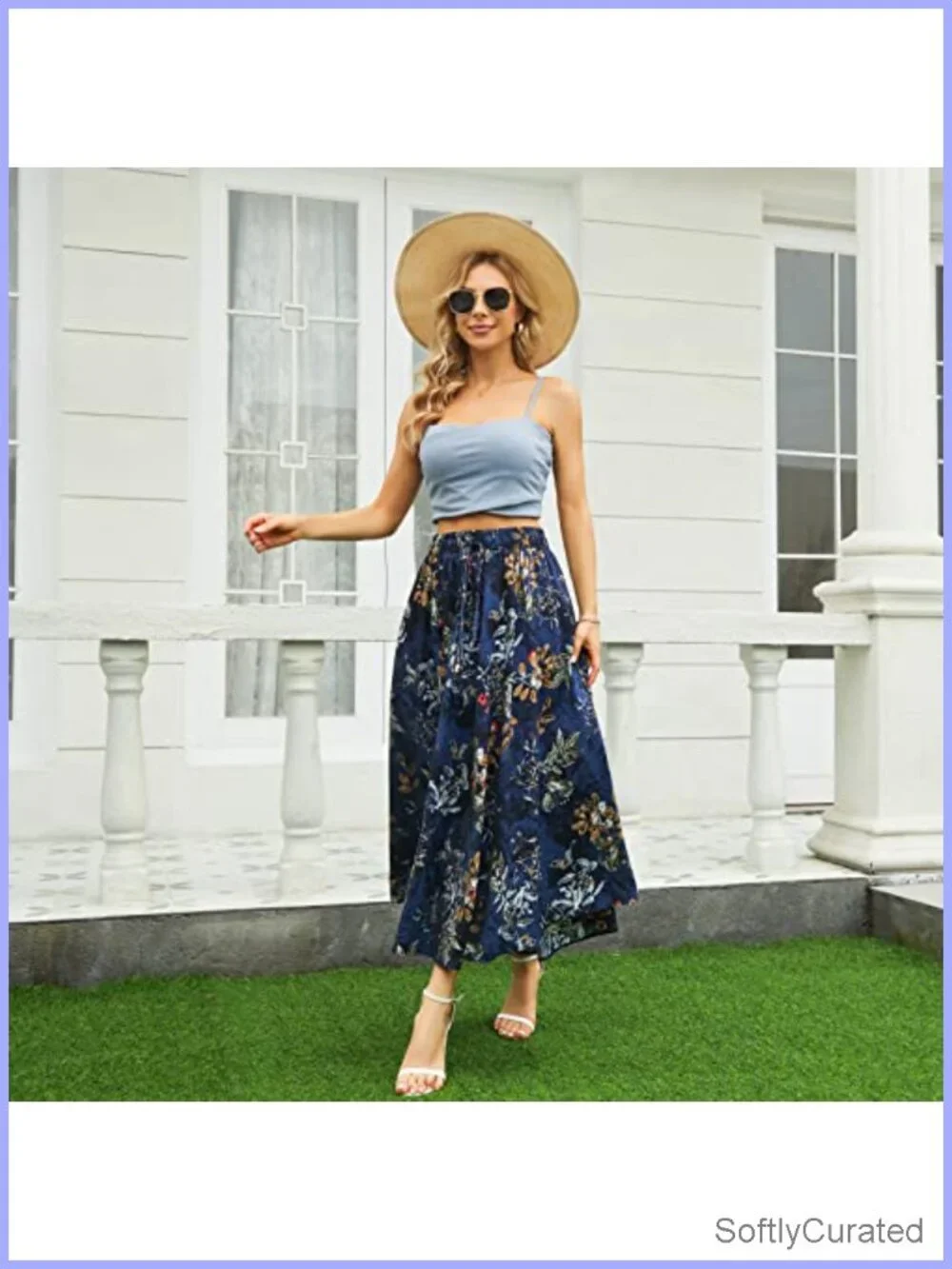 Women's Maxi Skirt with Pockets, Elastic Waistband, Flowy & Breathable